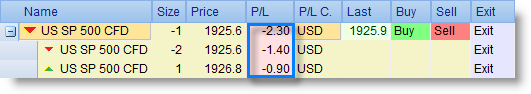 A partially hedged position on the SP 500 index